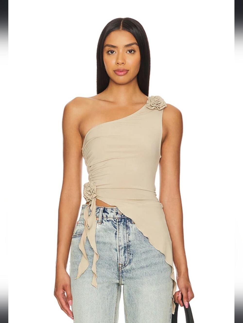 Aysmmetrical Rose Top in Safari